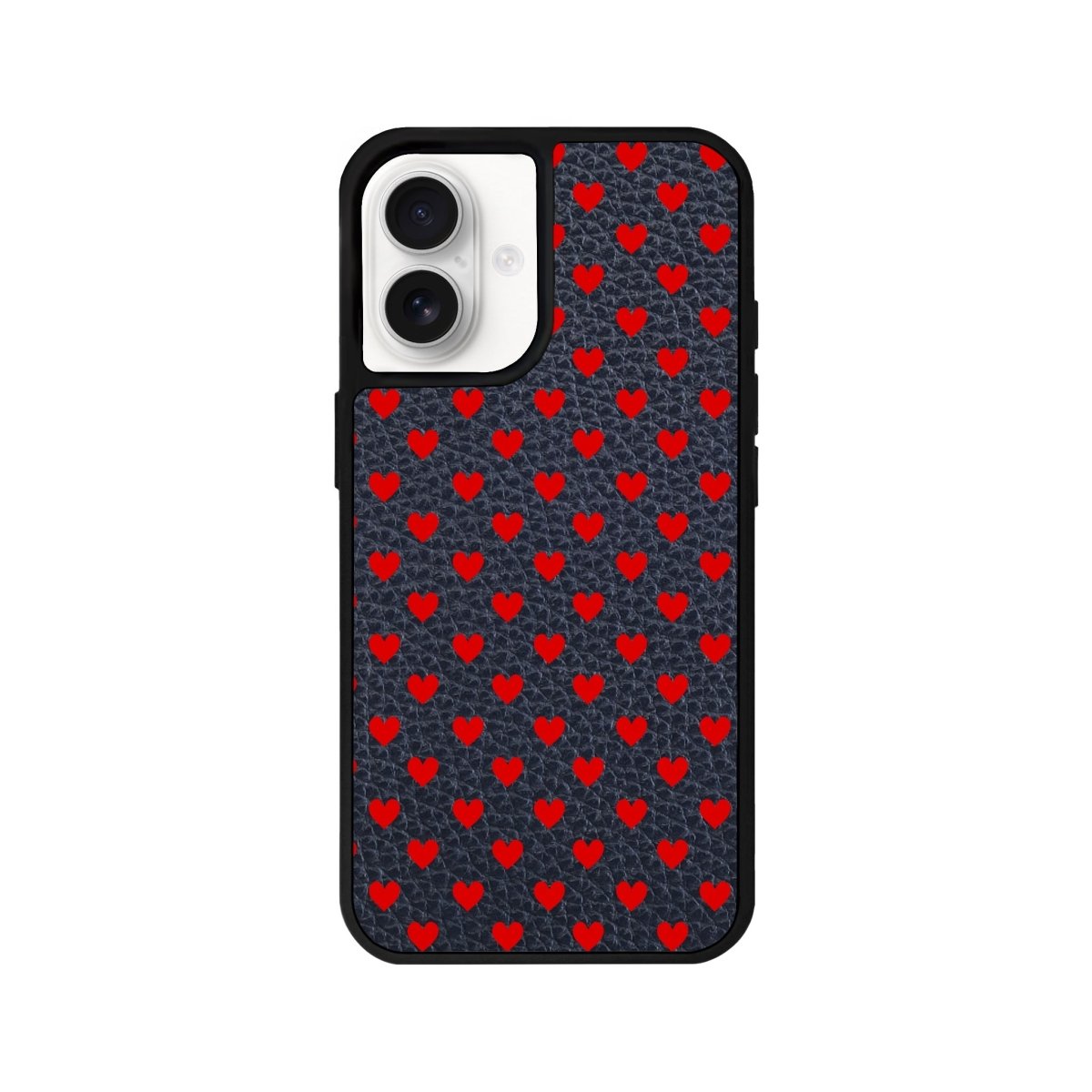 iPhone 16 Little Hearts Leather Vegan Deri Telefon Kılıfı Pasifik Mavi - SUMTHINCS