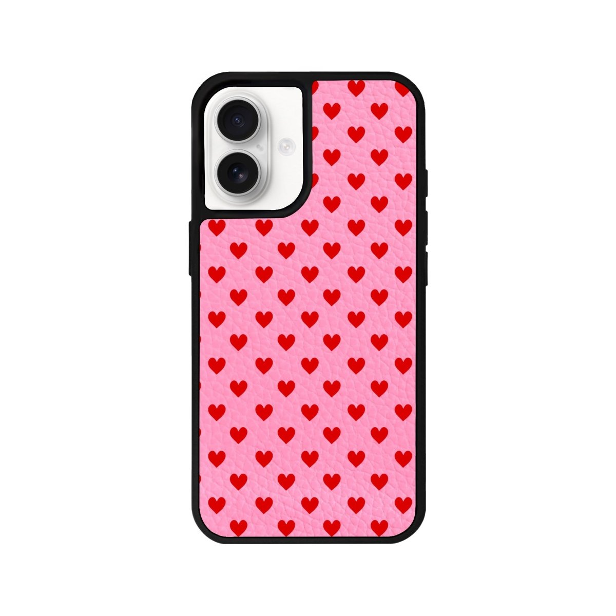 iPhone 16 Little Hearts Leather Vegan Deri Telefon Kılıfı Pembe - SUMTHINCS