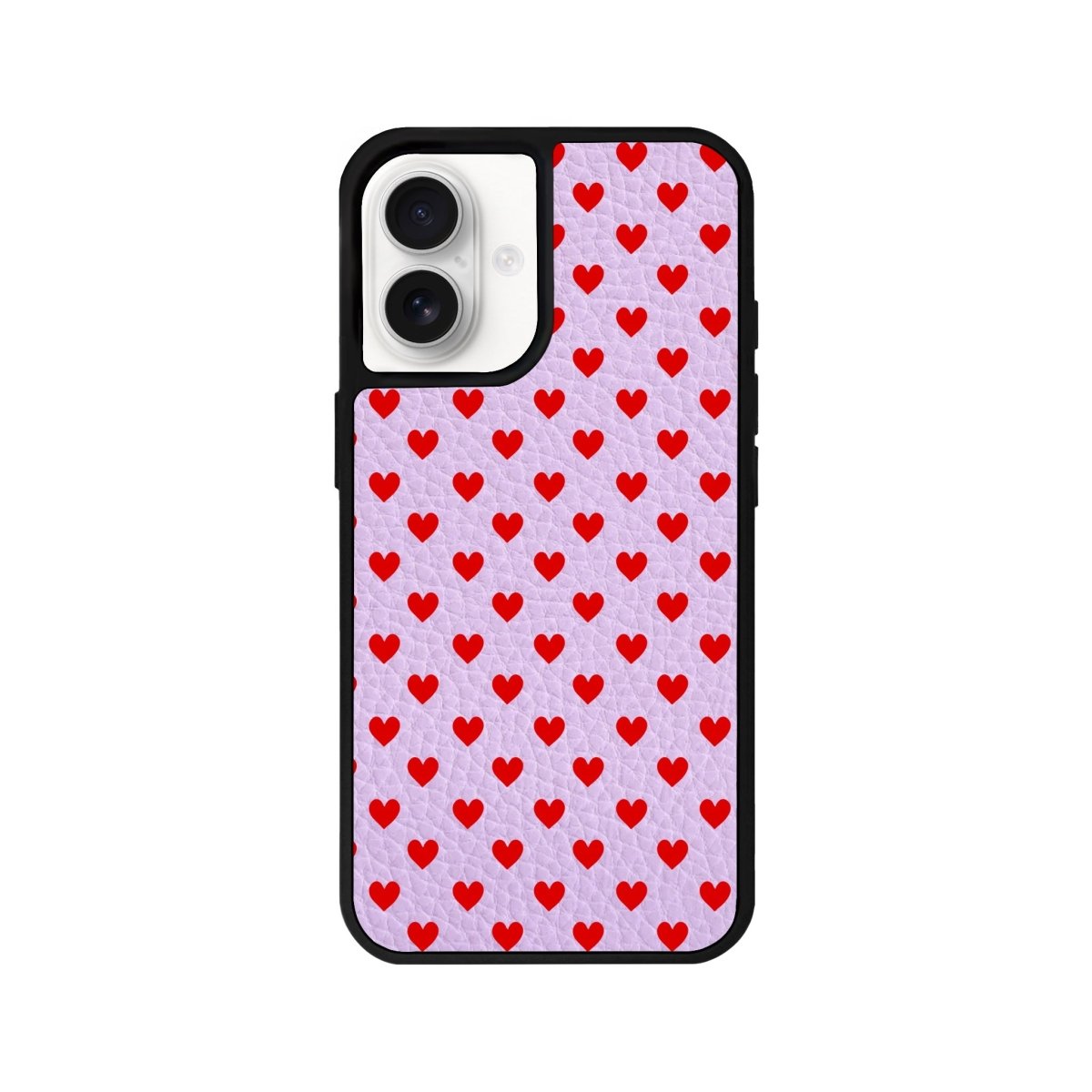 iPhone 16 Little Hearts Leather Vegan Deri Telefon Kılıfı Lila - SUMTHINCS