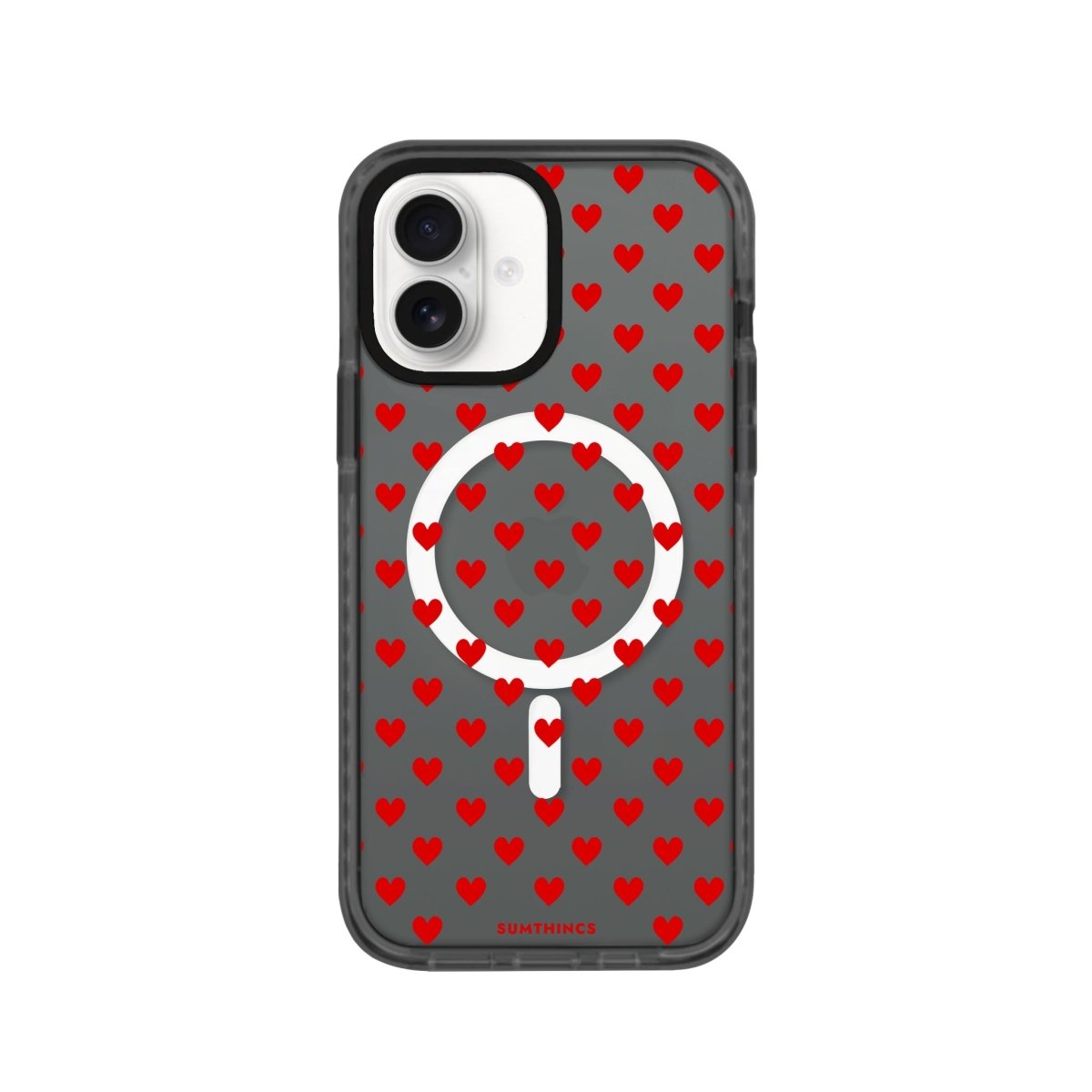 iPhone 16 Little Hearts Magsafe Procase Şeffaf Telefon Kılıfı Antrasit - SUMTHINCS