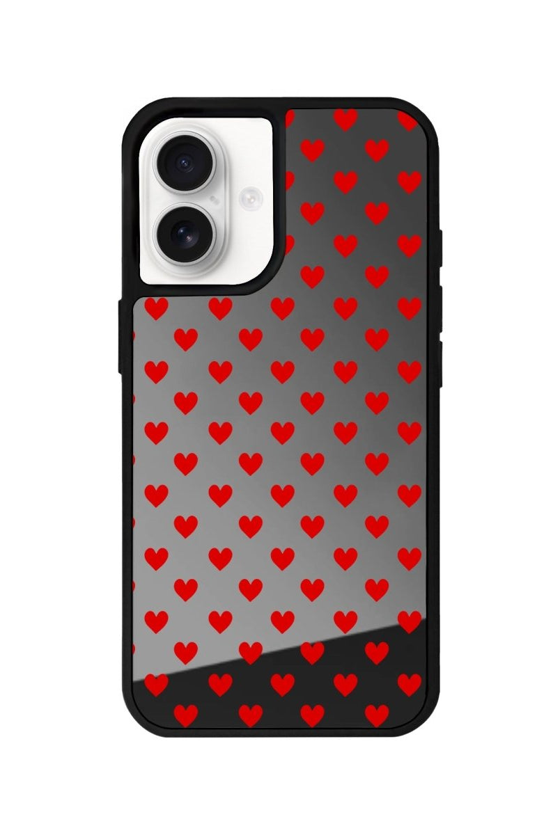 iPhone 16 Little Hearts Mirror Aynalı Telefon Kılıfı Antrasit - SUMTHINCS