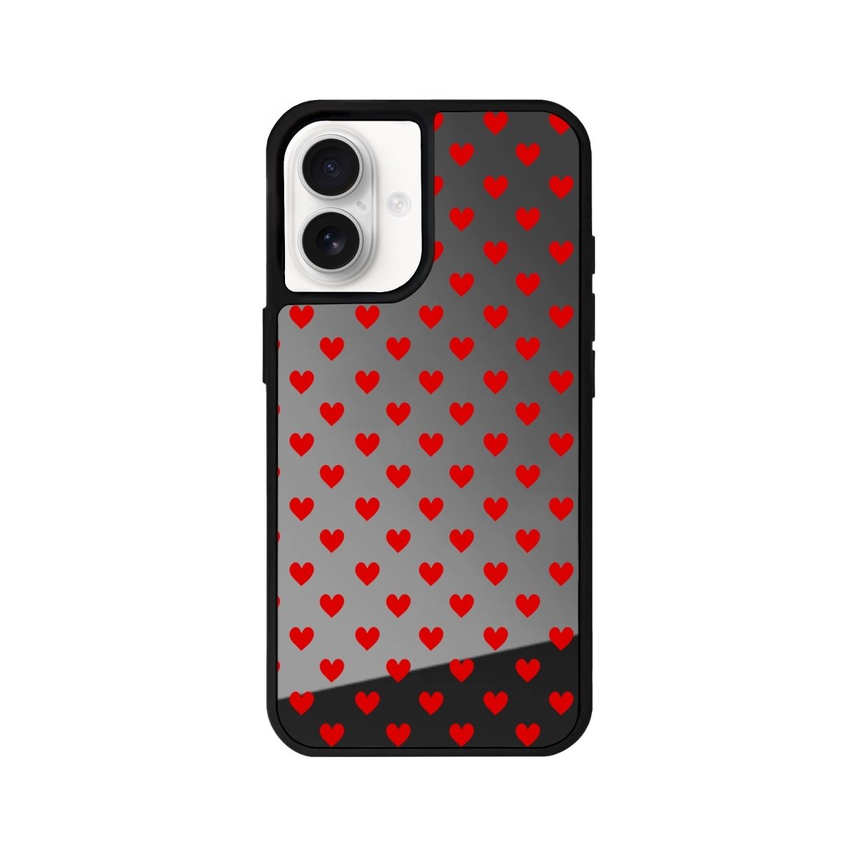iPhone 16 Little Hearts Mirror Aynalı Telefon Kılıfı Antrasit - SUMTHINCS