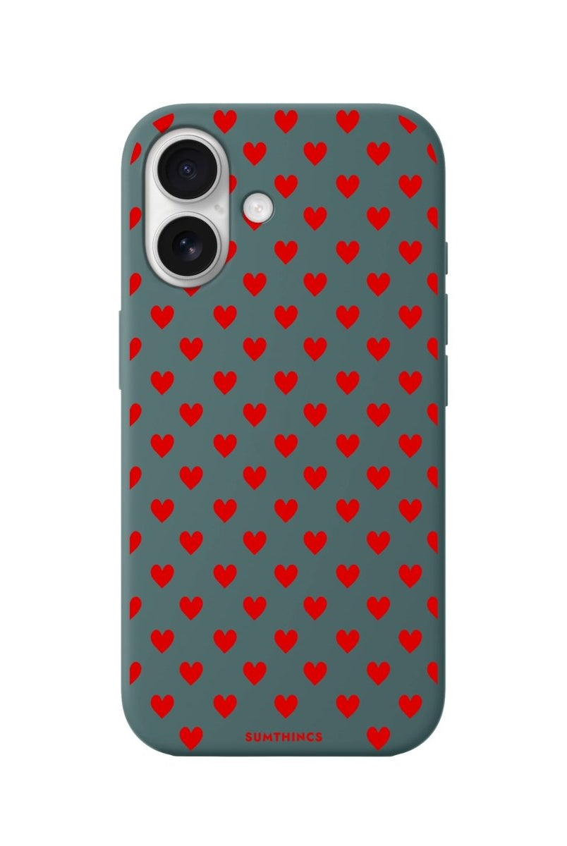 iPhone 16 Little Hearts Premium Telefon Kılıfı Kaktüs Yeşili - SUMTHINCS