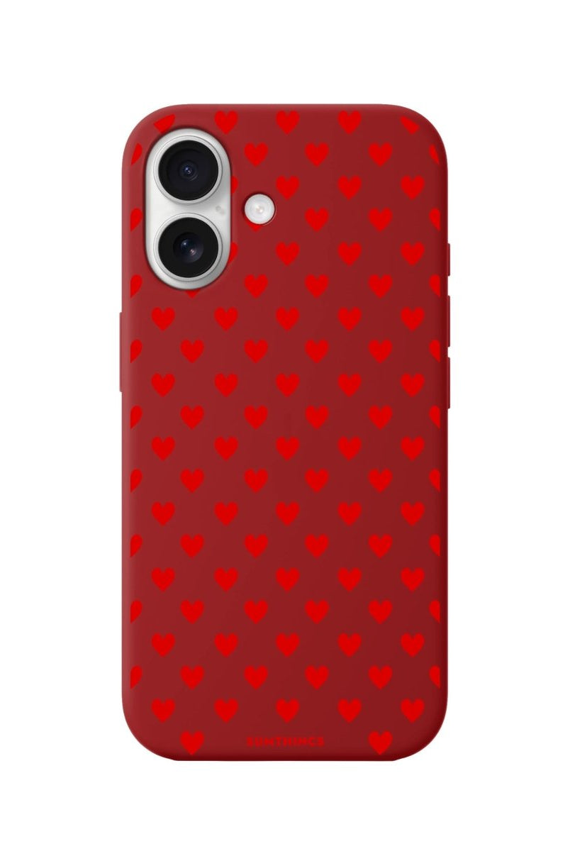 iPhone 16 Little Hearts Premium Telefon Kılıfı Kırmızı - SUMTHINCS