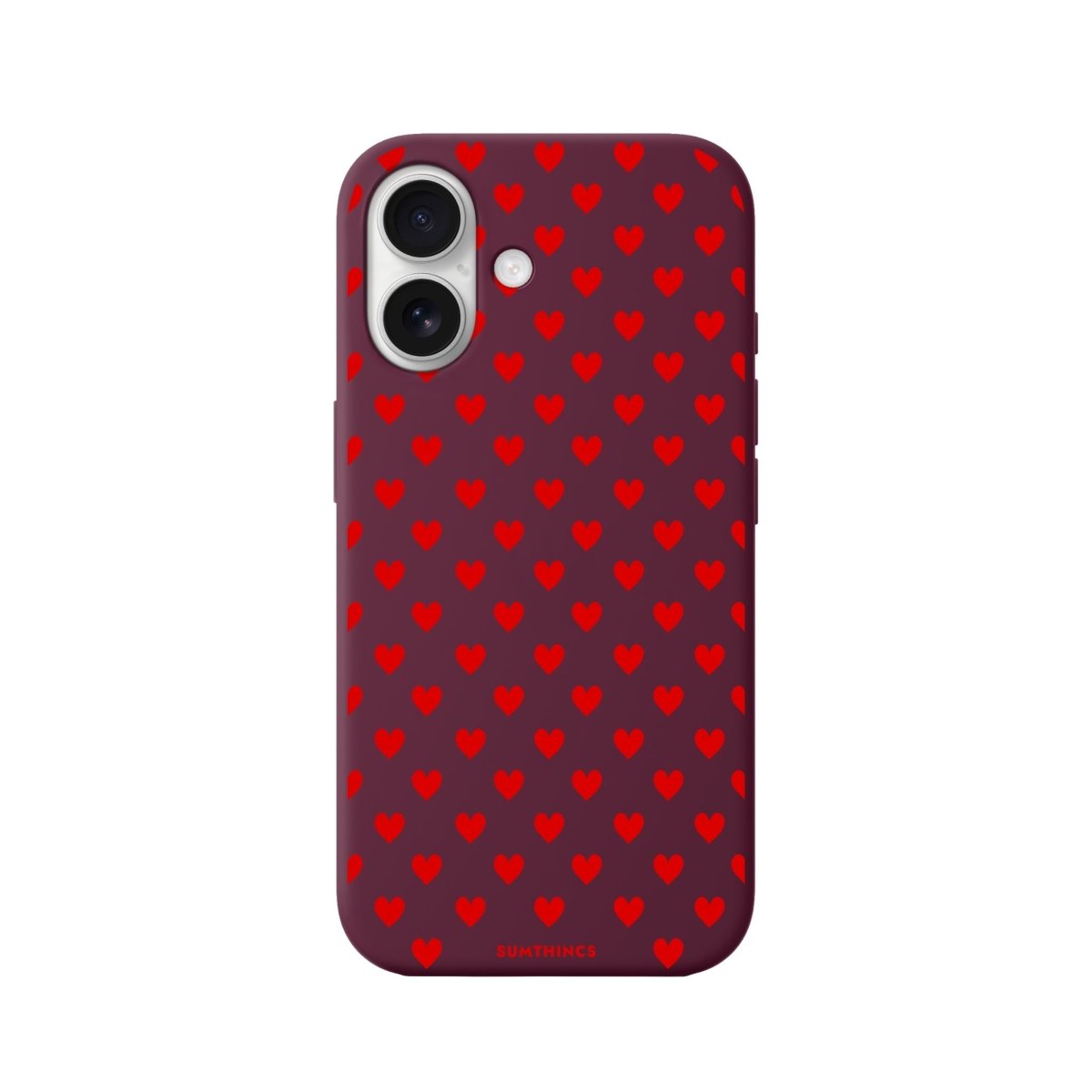 iPhone 16 Little Hearts Premium Telefon Kılıfı Bordo - SUMTHINCS