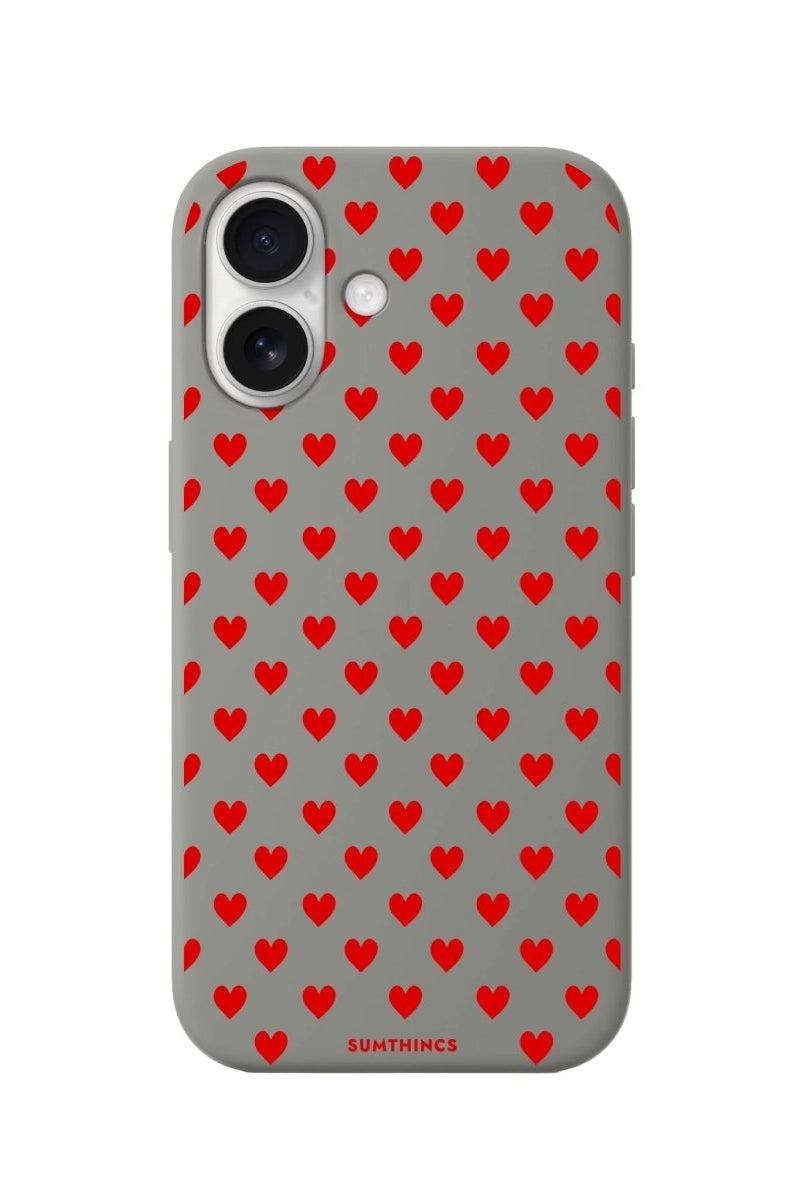 iPhone 16 Little Hearts Premium Telefon Kılıfı Gri - SUMTHINCS