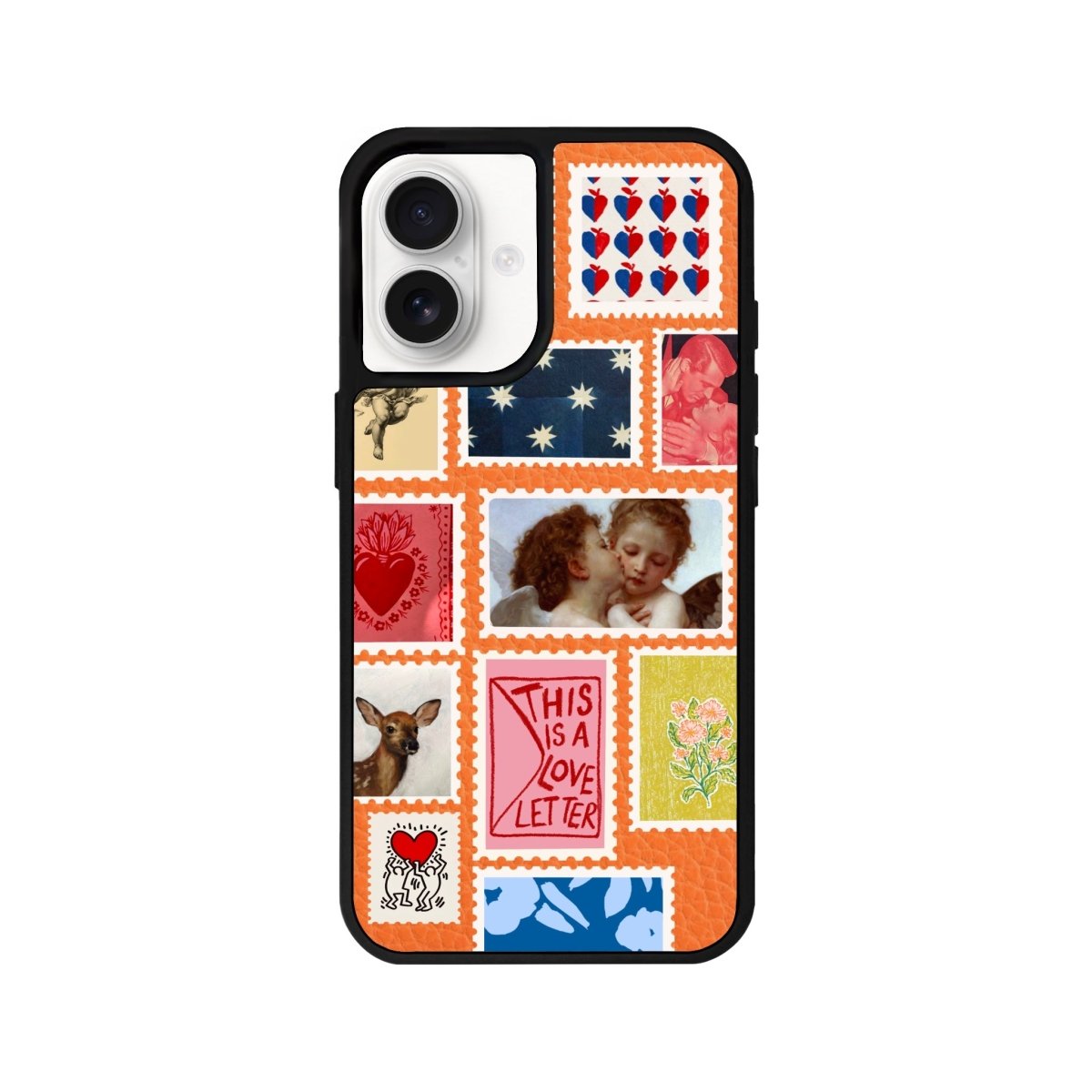 iPhone 16 Love Letter Leather Vegan Deri Telefon Kılıfı Turuncu - SUMTHINCS