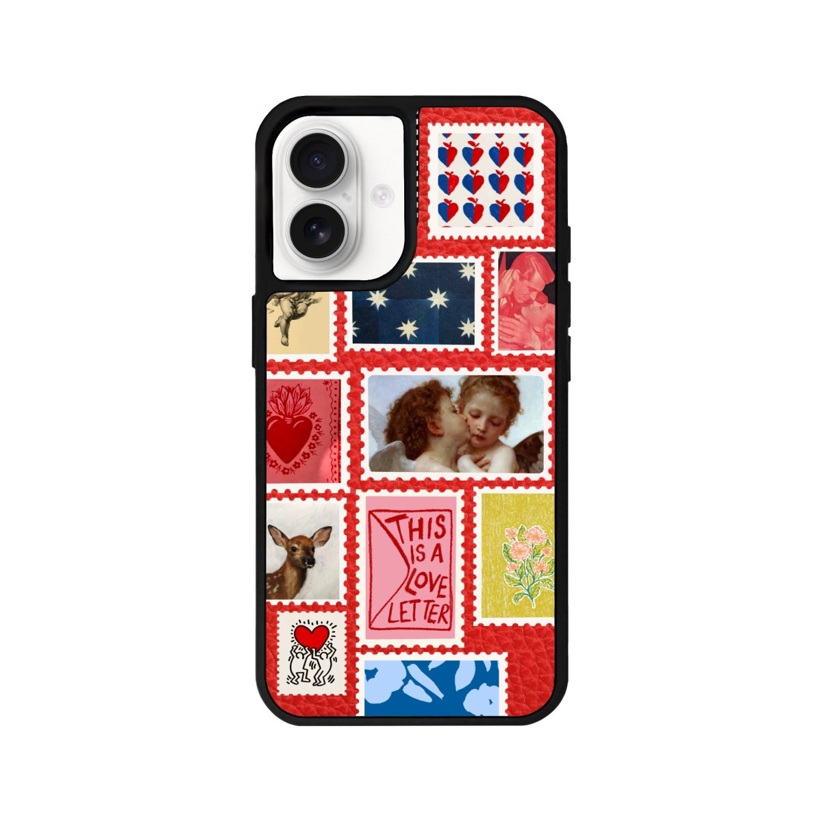 iPhone 16 Love Letter Leather Vegan Deri Telefon Kılıfı Kırmızı - SUMTHINCS