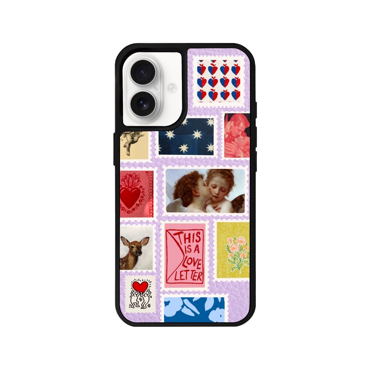 iPhone 16 Love Letter Leather Vegan Deri Telefon Kılıfı Lila - SUMTHINCS