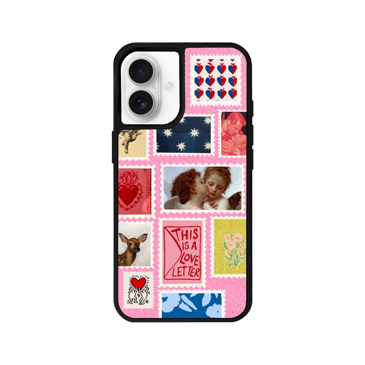 iPhone 16 Love Letter Leather Vegan Deri Telefon Kılıfı Pembe - SUMTHINCS