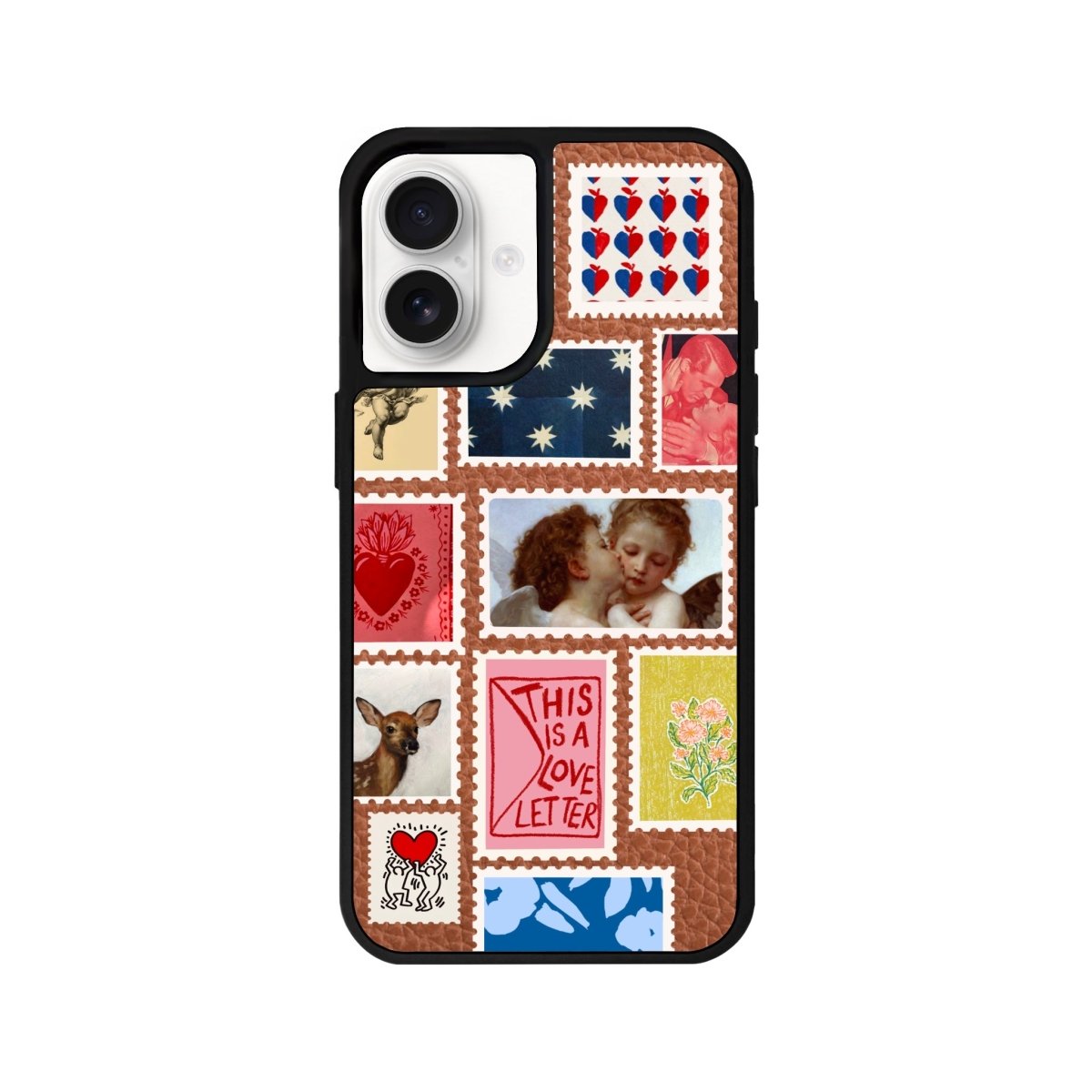 iPhone 16 Love Letter Leather Vegan Deri Telefon Kılıfı Kahverengi - SUMTHINCS