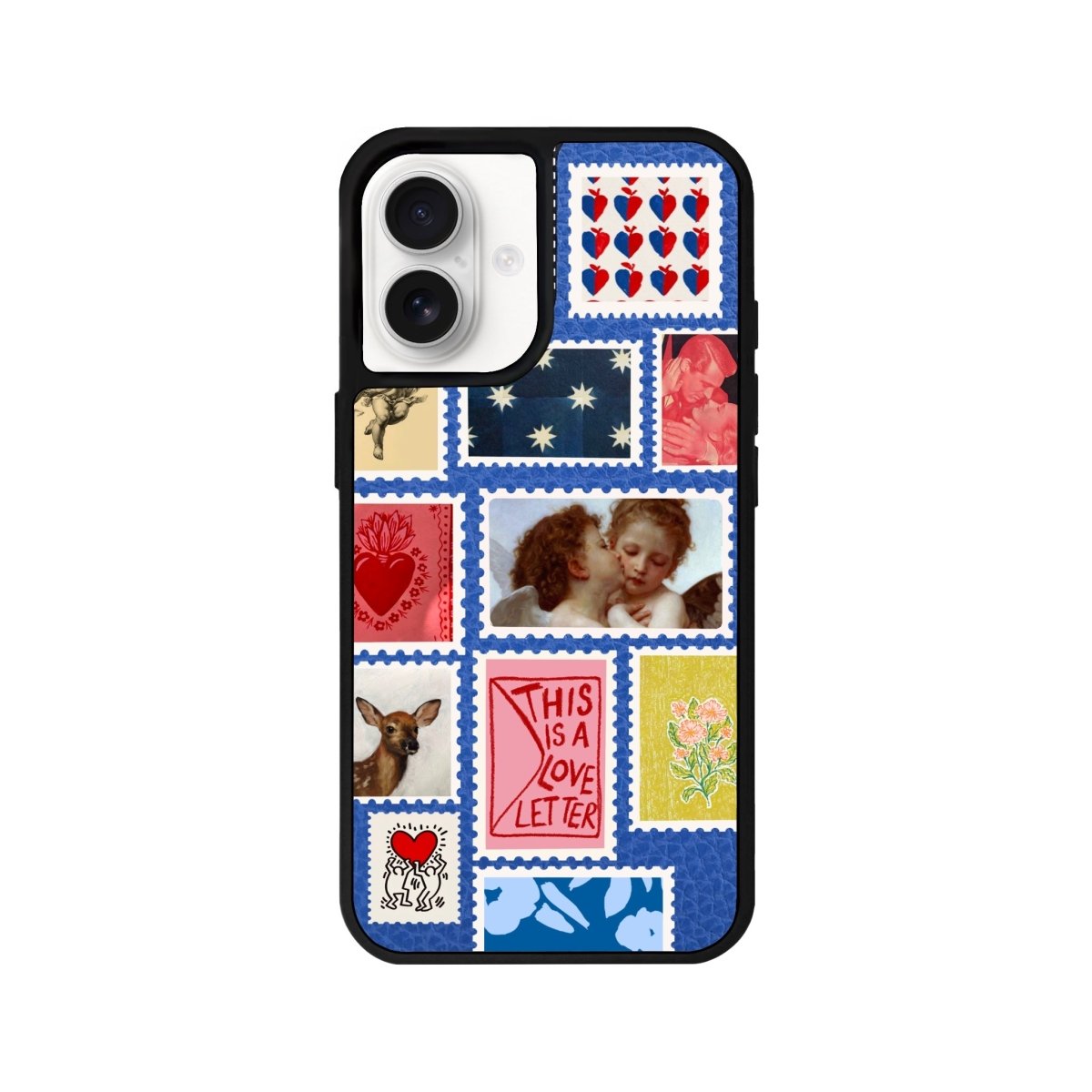 iPhone 16 Love Letter Leather Vegan Deri Telefon Kılıfı Mavi - SUMTHINCS