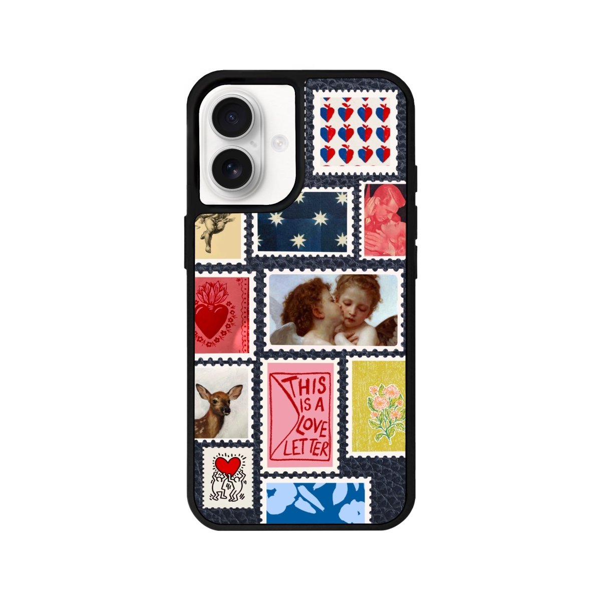 iPhone 16 Love Letter Leather Vegan Deri Telefon Kılıfı Pasifik Mavi - SUMTHINCS