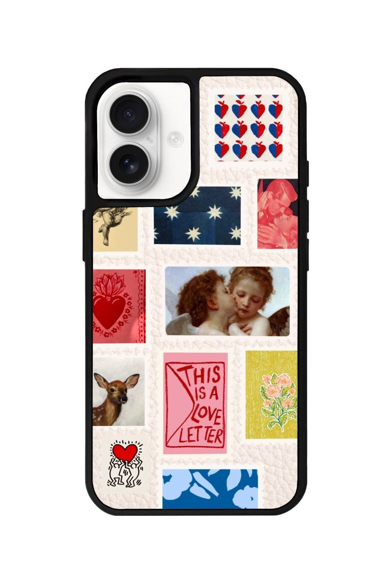 iPhone 16 Love Letter Leather Vegan Deri Telefon Kılıfı Bej - SUMTHINCS