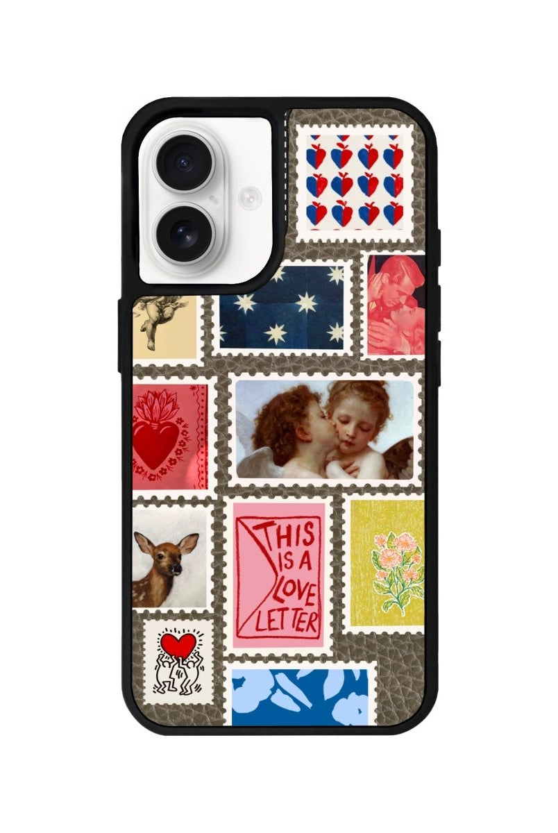 iPhone 16 Love Letter Leather Vegan Deri Telefon Kılıfı Haki - SUMTHINCS