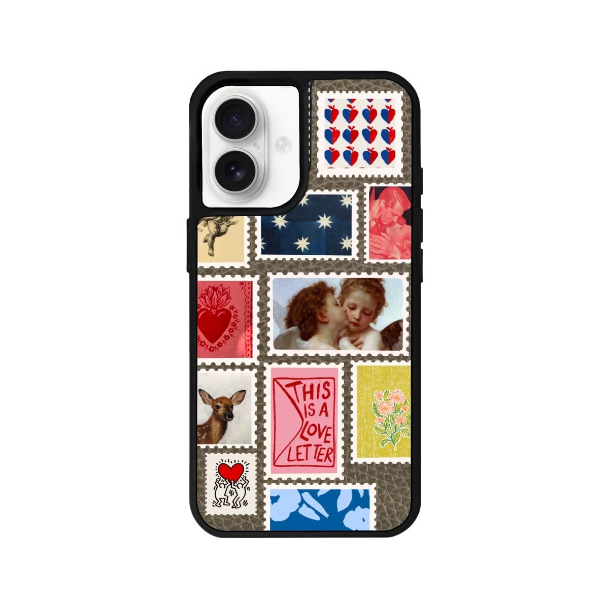 iPhone 16 Love Letter Leather Vegan Deri Telefon Kılıfı Haki - SUMTHINCS