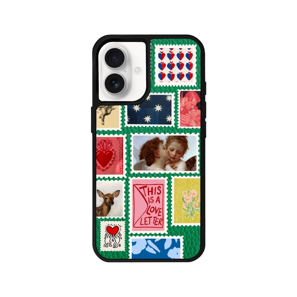 iPhone 16 Love Letter Leather Vegan Deri Telefon Kılıfı Yeşil - SUMTHINCS
