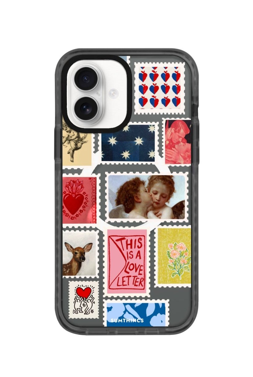 iPhone 16 Love Letter Magsafe Procase Şeffaf Telefon Kılıfı Antrasit - SUMTHINCS