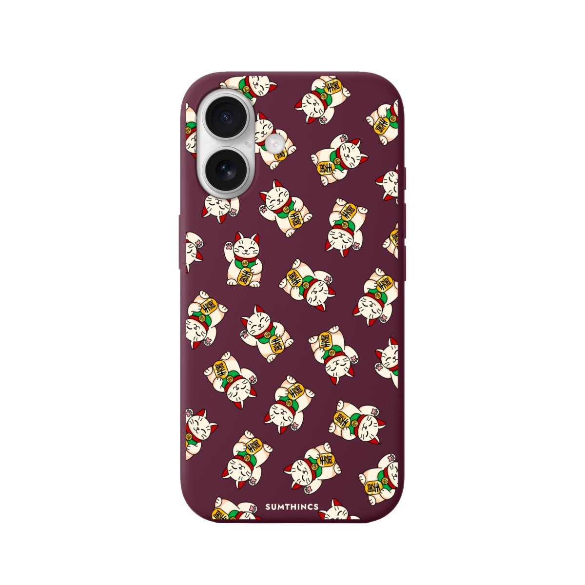 iPhone 16 Maneki Neko Premium Telefon Kılıfı Bordo - SUMTHINCS