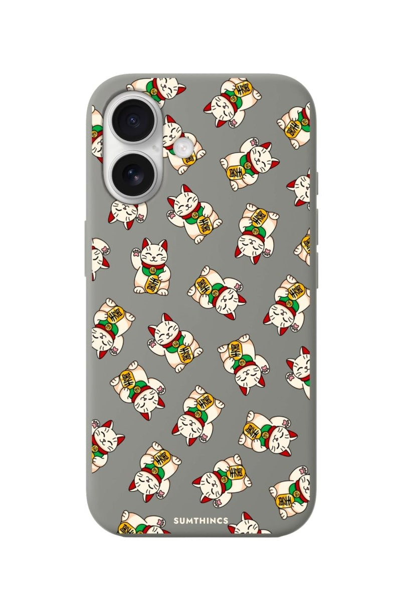 iPhone 16 Maneki Neko Premium Telefon Kılıfı Gri - SUMTHINCS