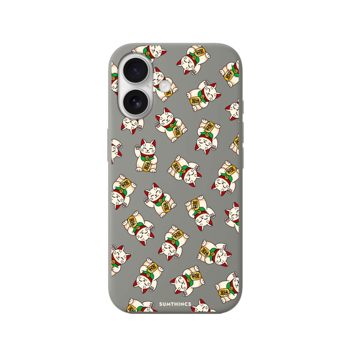 iPhone 16 Maneki Neko Premium Telefon Kılıfı Gri - SUMTHINCS