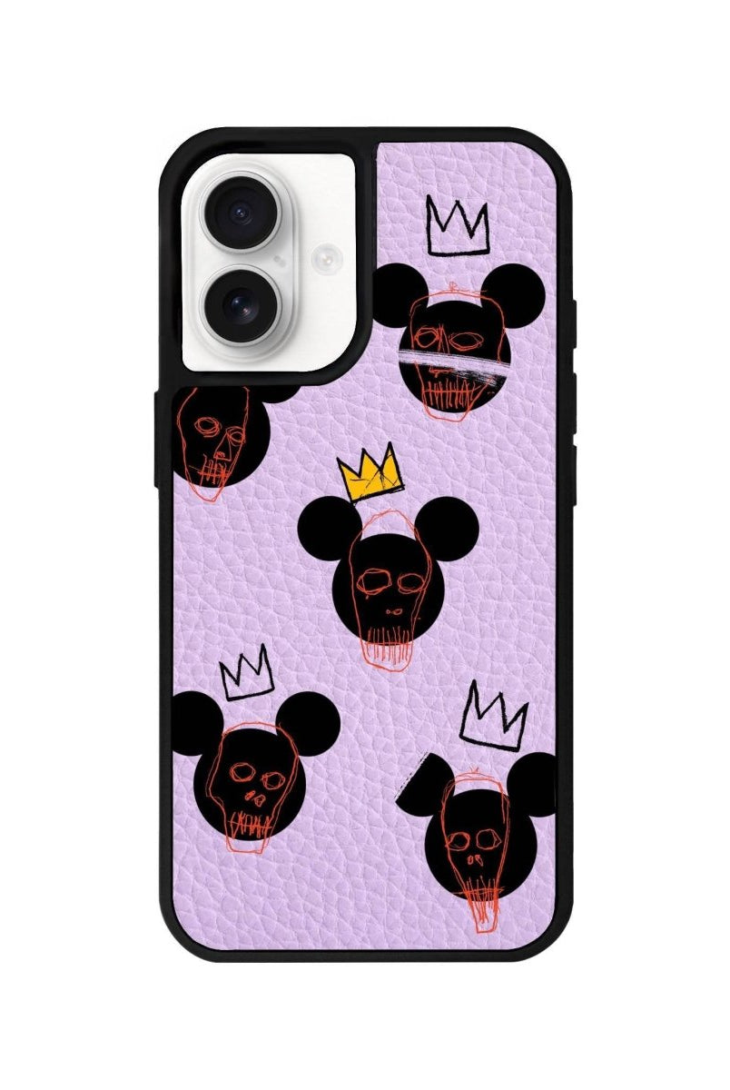 iPhone 16 Mickeys Midnight Leather Vegan Deri Telefon Kılıfı Lila - SUMTHINCS