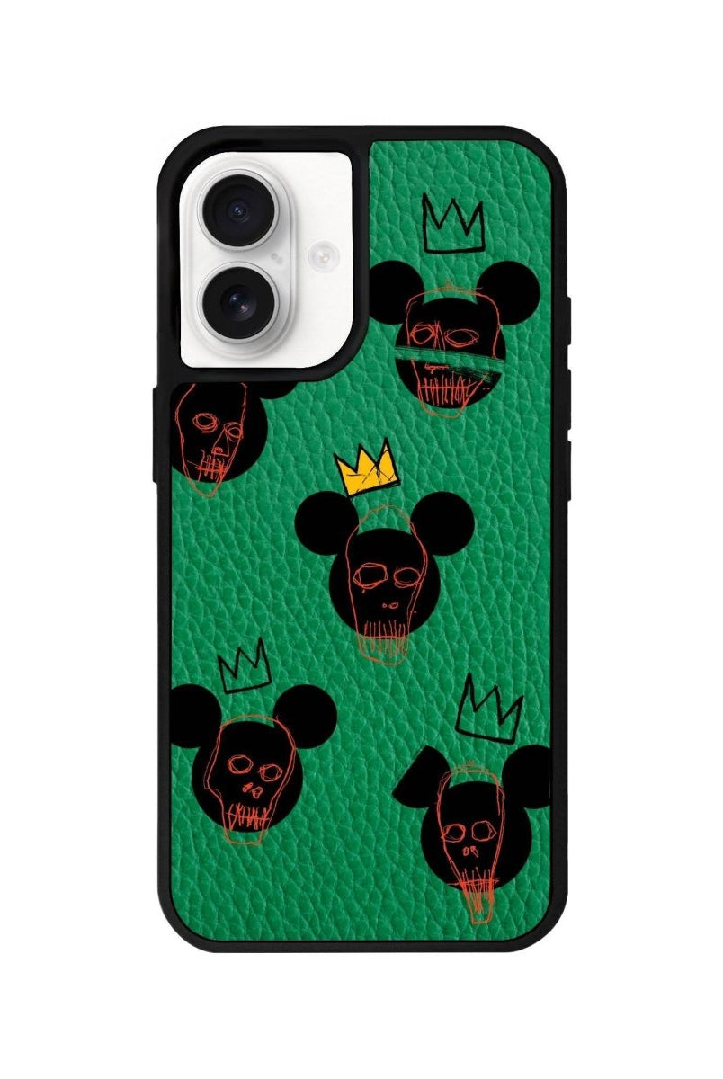 iPhone 16 Mickeys Midnight Leather Vegan Deri Telefon Kılıfı Yeşil - SUMTHINCS