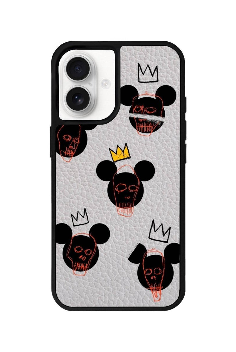 iPhone 16 Mickeys Midnight Leather Vegan Deri Telefon Kılıfı Gri - SUMTHINCS