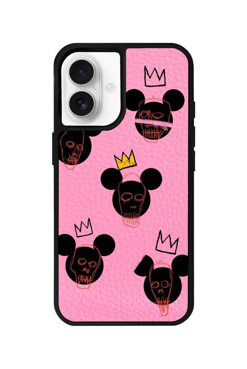 iPhone 16 Mickeys Midnight Leather Vegan Deri Telefon Kılıfı Pembe - SUMTHINCS
