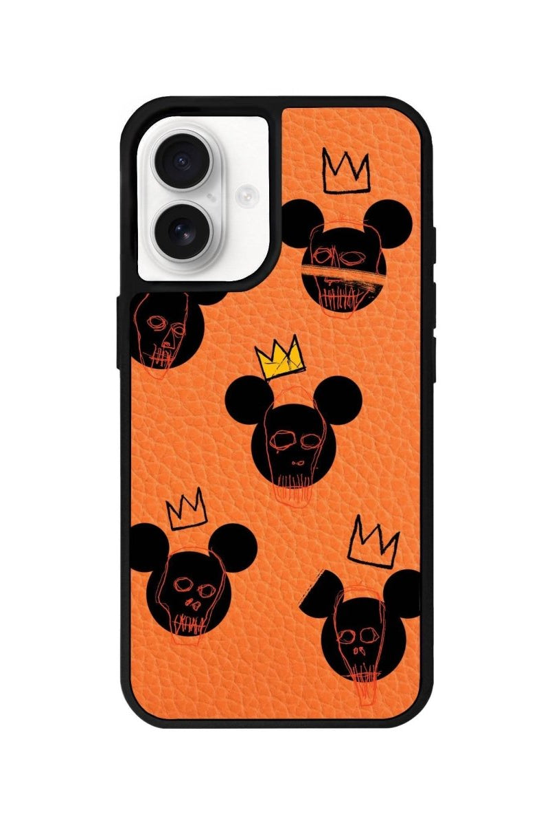 iPhone 16 Mickeys Midnight Leather Vegan Deri Telefon Kılıfı Turuncu - SUMTHINCS