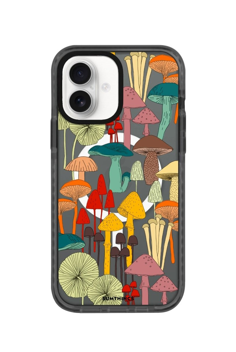iPhone 16 Mushrooms Magsafe Procase Şeffaf Telefon Kılıfı Antrasit - SUMTHINCS