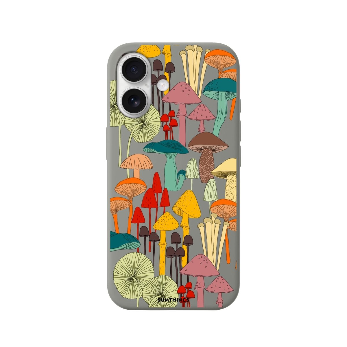 iPhone 16 Mushrooms Premium Telefon Kılıfı Gri - SUMTHINCS