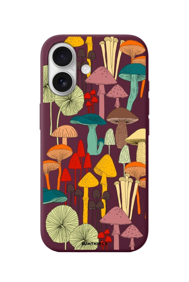 iPhone 16 Mushrooms Premium Telefon Kılıfı Bordo - SUMTHINCS