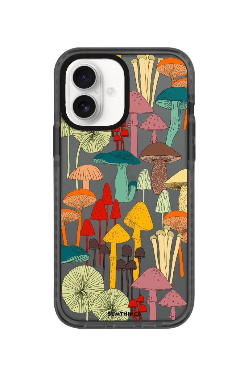iPhone 16 Mushrooms Procase Şeffaf Telefon Kılıfı Antrasit - SUMTHINCS