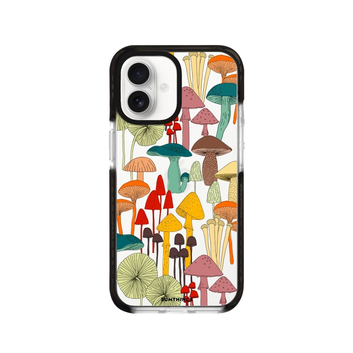 iPhone 16 Mushrooms Procase Şeffaf Telefon Kılıfı Siyah Şeffaf - SUMTHINCS