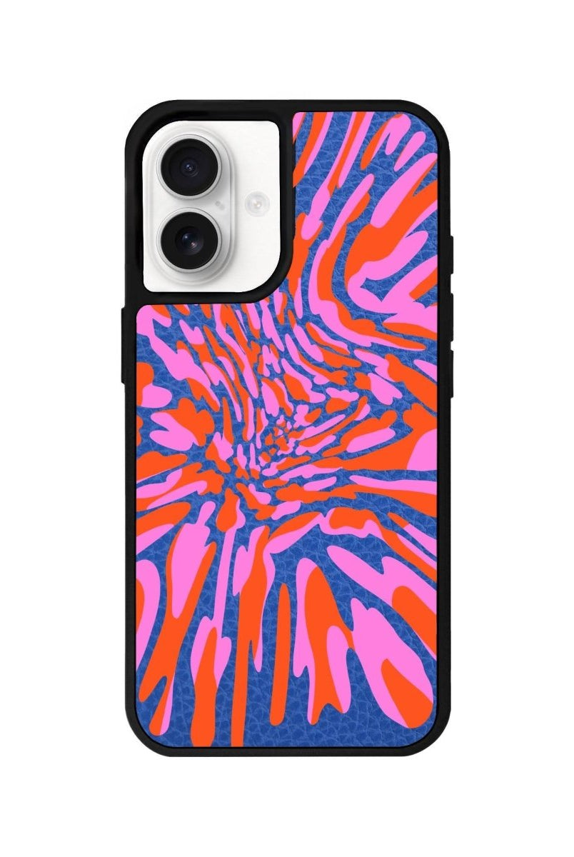 iPhone 16 Neon Dreams Leather Vegan Deri Telefon Kılıfı Mavi - SUMTHINCS
