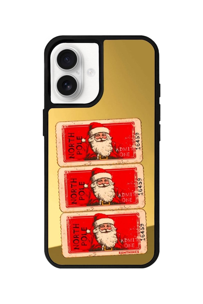 iPhone 16 Northpole Ticket Mirror Aynalı Telefon Kılıfı Altın - SUMTHINCS