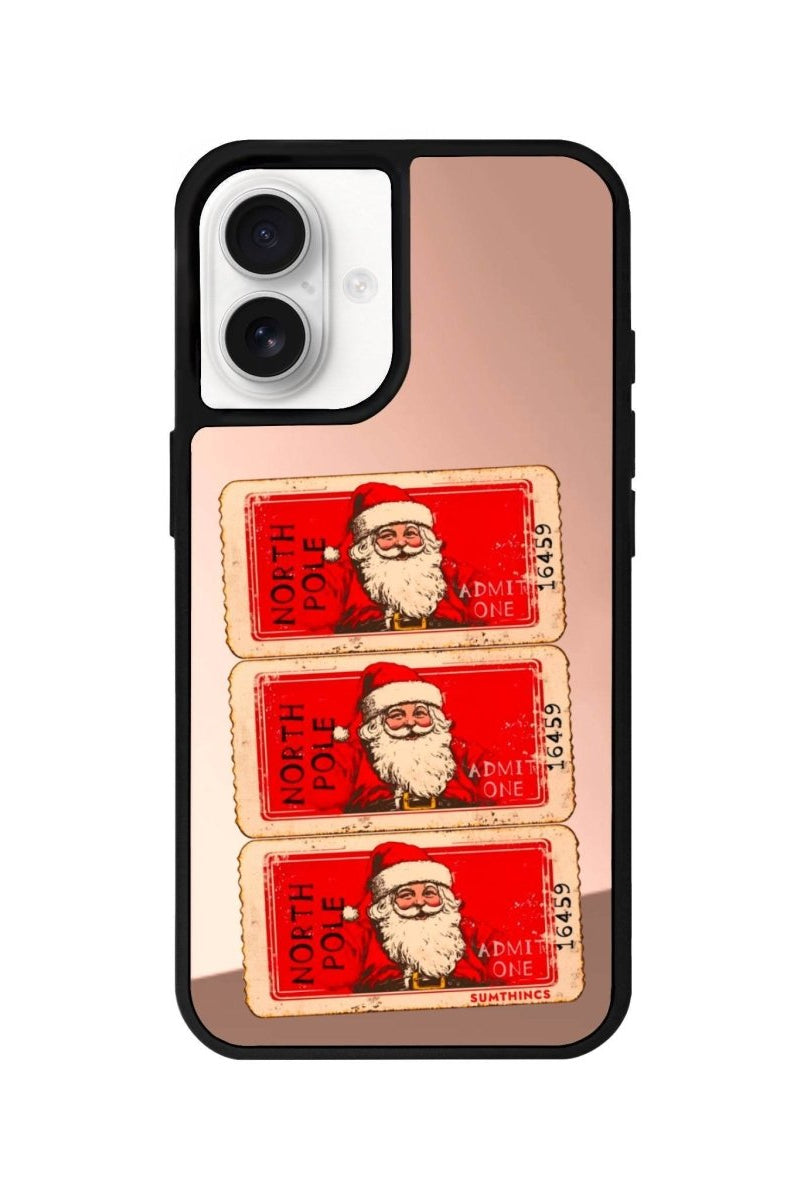 iPhone 16 Northpole Ticket Mirror Aynalı Telefon Kılıfı Metalik Pembe - SUMTHINCS