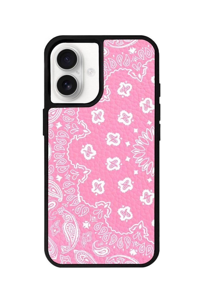iPhone 16 Paisley Leather Vegan Deri Telefon Kılıfı Pembe - SUMTHINCS