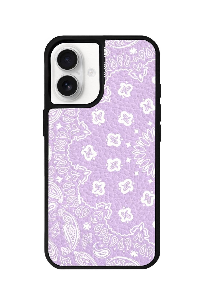 iPhone 16 Paisley Leather Vegan Deri Telefon Kılıfı Lila - SUMTHINCS
