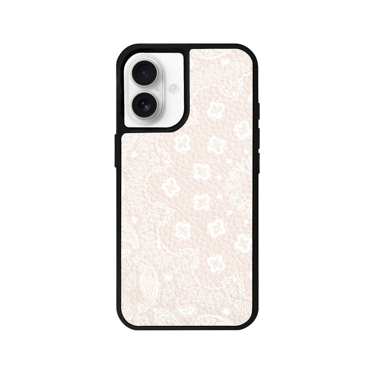 iPhone 16 Paisley Leather Vegan Deri Telefon Kılıfı Bej - SUMTHINCS