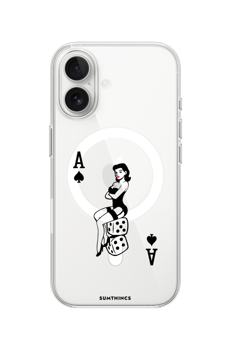 iPhone 16 Plus Ace Queen Clear Magsafe Şeffaf Telefon Kılıfı - SUMTHINCS