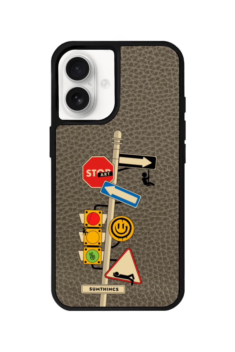 iPhone 16 Plus Crossroad Leather Vegan Deri Telefon Kılıfı Haki - SUMTHINCS