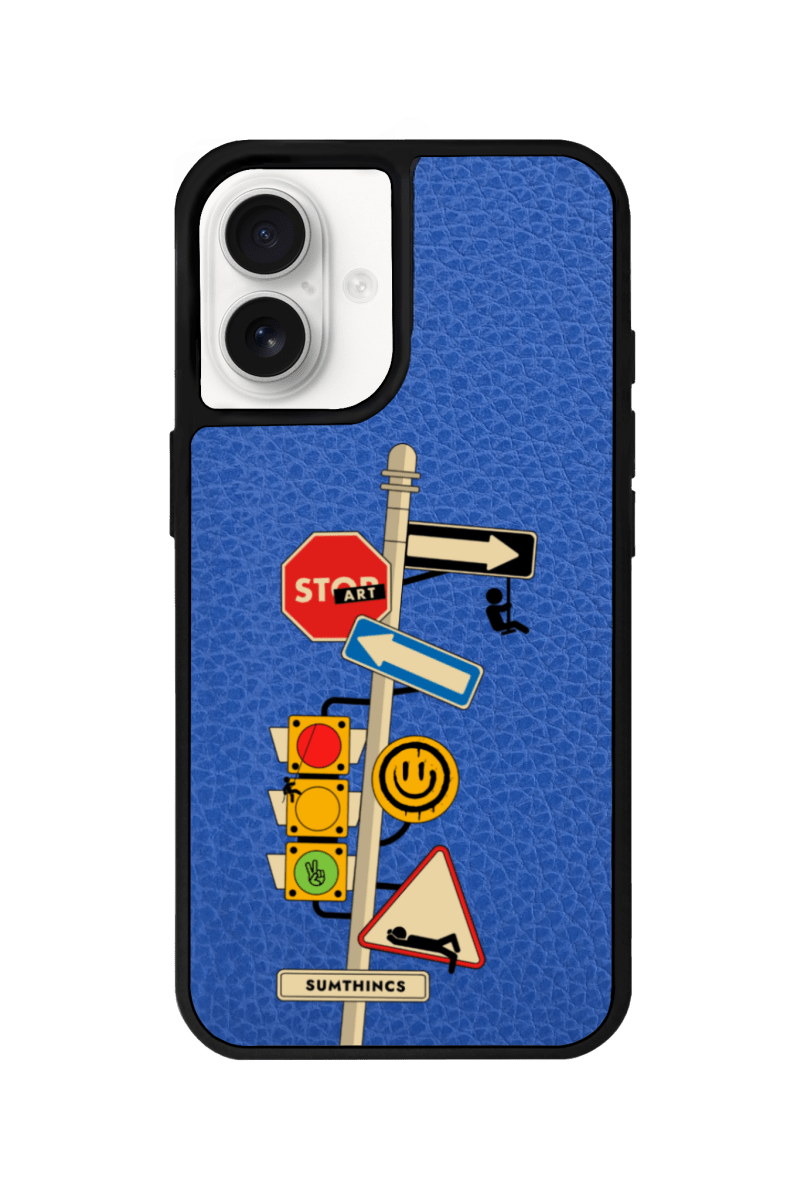 iPhone 16 Plus Crossroad Leather Vegan Deri Telefon Kılıfı Mavi - SUMTHINCS