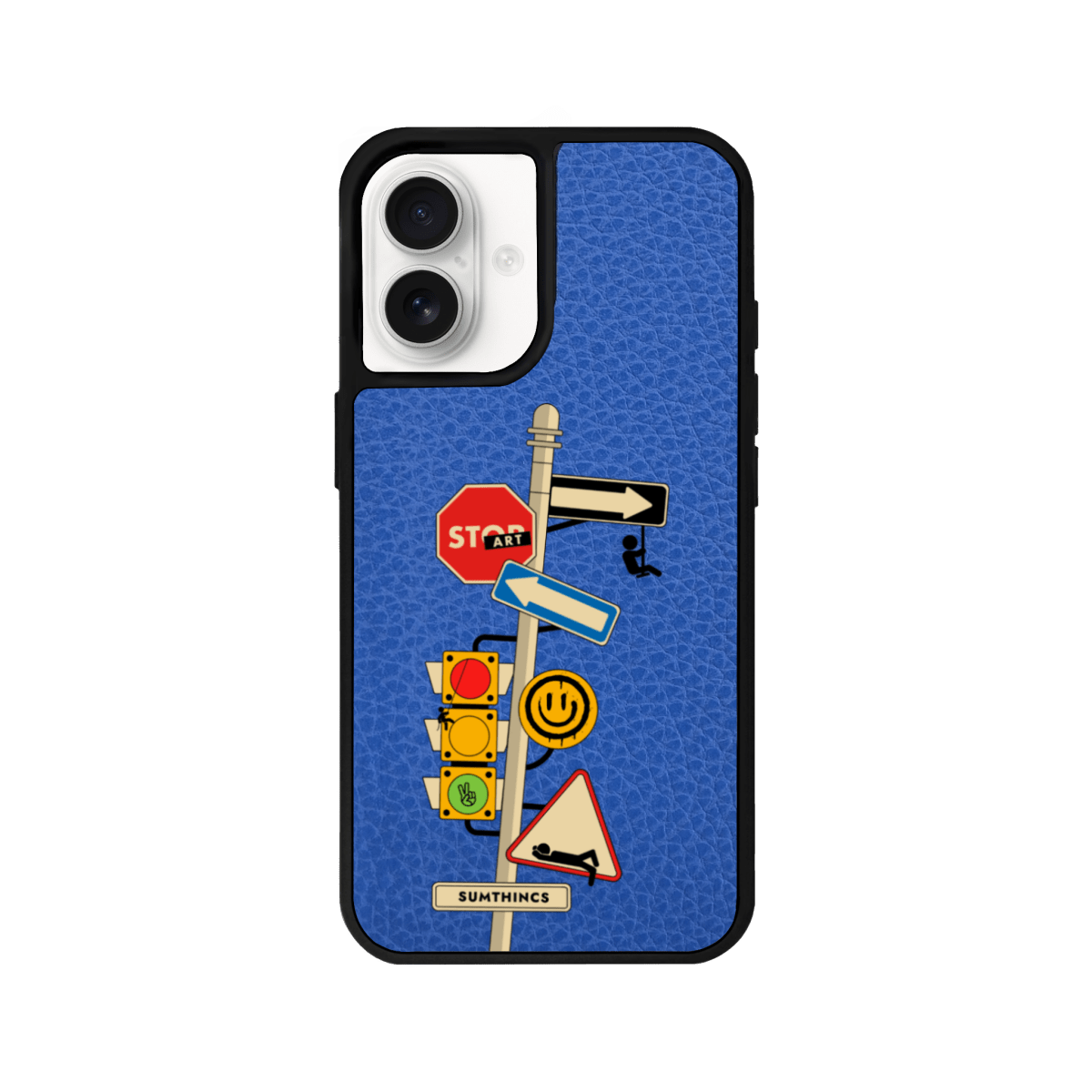 iPhone 16 Plus Crossroad Leather Vegan Deri Telefon Kılıfı Mavi - SUMTHINCS