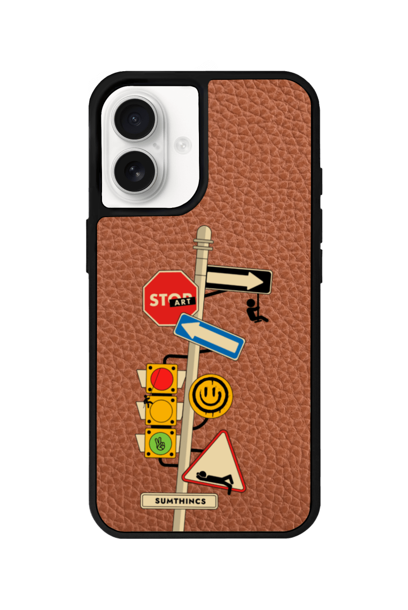 iPhone 16 Plus Crossroad Leather Vegan Deri Telefon Kılıfı Kahverengi - SUMTHINCS