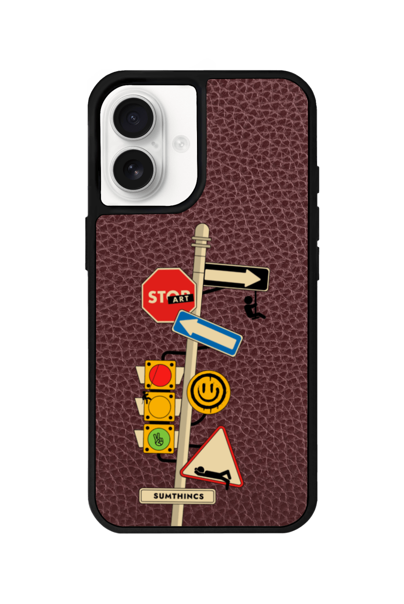 iPhone 16 Plus Crossroad Leather Vegan Deri Telefon Kılıfı Bordo - SUMTHINCS