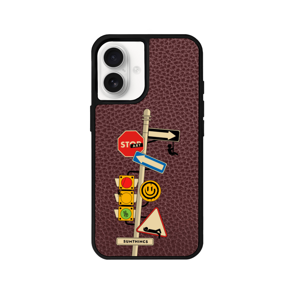 iPhone 16 Plus Crossroad Leather Vegan Deri Telefon Kılıfı Bordo - SUMTHINCS