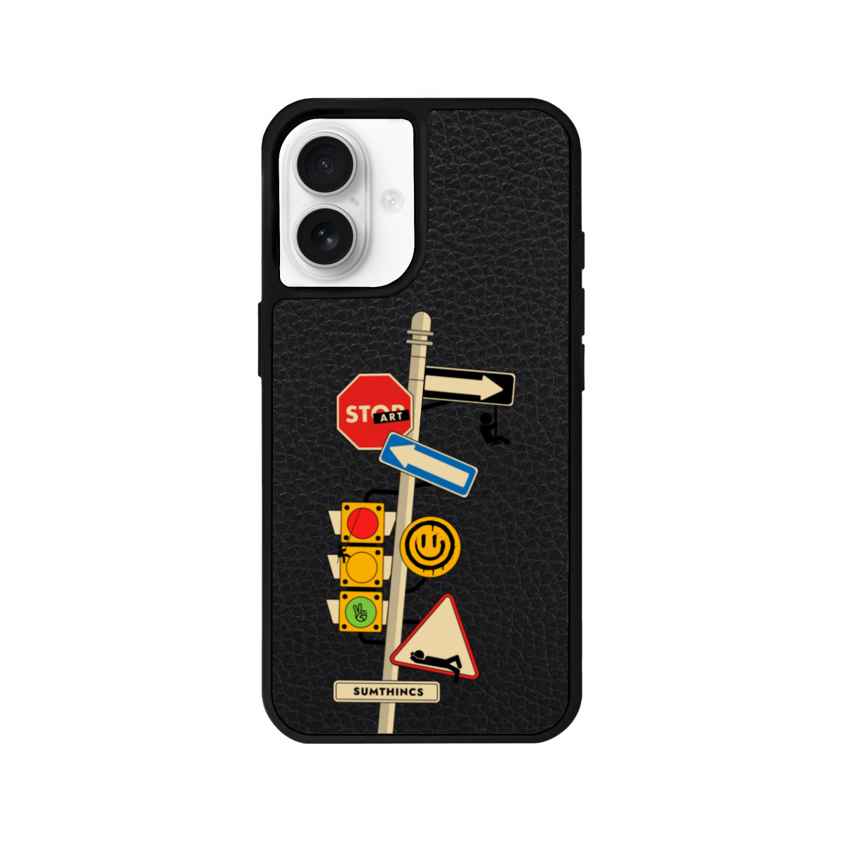 iPhone 16 Plus Crossroad Leather Vegan Deri Telefon Kılıfı Siyah - SUMTHINCS