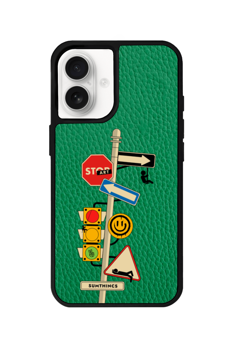 iPhone 16 Plus Crossroad Leather Vegan Deri Telefon Kılıfı Yeşil - SUMTHINCS